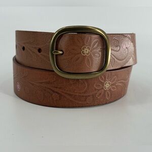 GAP Bohemian Tan Leather Floral Belt M
